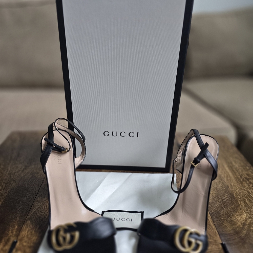 Gucci Black Leather Women's Sandals